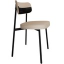 Ver imagem 3 de Kit 02 Cadeiras Estofada para Sala de Jantar Astrid Preto C01 Linho Areia Courino Preto - Lyam Decor