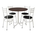 Ver imagem 1 de Mesa de Jantar Redonda 80cm Imbuia com 4 Cadeiras Estofada Branca
