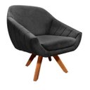 Ver imagem 3 de Kit 2 Poltronas Giovana Suede Base Giratória - D'Rossi - Preto