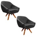 Ver imagem 1 de Kit 2 Poltronas Giovana Suede Base Giratória - D'Rossi - Preto