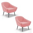 Ver imagem 1 de Kit 2 Poltronas Giovana Suede Pés Palito Ferro - D'Rossi - Rose