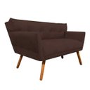 Ver imagem 4 de Kit Namoradeira e 02 Poltronas Anitta Suede Pés Palito - D'Rossi - Marrom