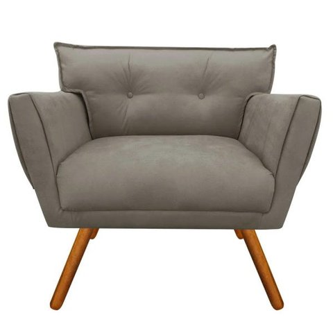 Kit Namoradeira e 02 Poltronas Anitta Suede Pés Palito - D'Rossi - Marrom Rato
