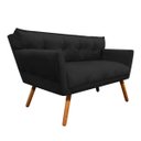 Ver imagem 4 de Kit Namoradeira e 02 Poltronas Anitta Suede Pés Palito - D'Rossi - Preto