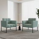 Ver imagem 2 de Poltrona Sala Decorativa Kit 2 Elisa Base Industrial Preta Cotelê Ext/veludo D03 - D’Rossi