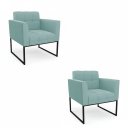 Ver imagem 1 de Poltrona Sala Decorativa Kit 2 Elisa Base Industrial Preta Cotelê Ext/veludo D03 - D’Rossi