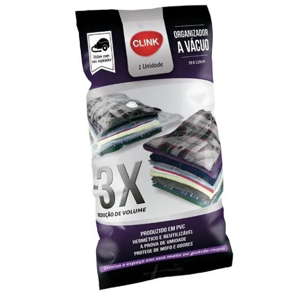 Kit 7 Sacos à Vácuo Roupa Edredom Cobertor 70 x 110 cm Clink - Denex Shop
