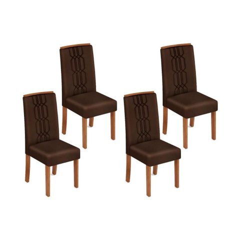 Kit 4 Cadeiras Sala Jantar Zoe 4 Un Cedro/suede Moca - Dj Móveis