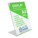 Ver imagem 1 de Display Acrílico Porta Folha Papel A4 L Vertical Mesa Balcão