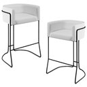 Ver imagem 1 de Kit 02 Banquetas Decorativas Fixas Base De Aço Preto Betina D02 Corano Branco C-12 - Lyam Decor