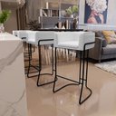 Ver imagem 2 de Kit 02 Banquetas Decorativas Fixas Base De Aço Preto Betina D02 Corano Branco C-12 - Lyam Decor