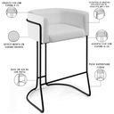 Ver imagem 4 de Kit 02 Banquetas Decorativas Fixas Base De Aço Preto Betina D02 Corano Branco C-12 - Lyam Decor