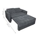 Ver imagem 3 de Sofá Cama 2 Lugares Yago Veludo Chumbo
