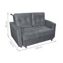 Ver imagem 2 de Sofá Cama 2 Lugares Yago Veludo Chumbo