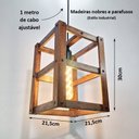 Ver imagem 2 de Luminária Teto Pendente Estilo Industrial Madeira Nobre Nog