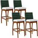 Ver imagem 1 de Kit 5 Banquetas Altas Cozinha Sala Jantar Fixa Mila B04 Facto Verde Musgo Corano Branco - Lyam Decor