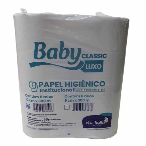 Papel Higiênico Rolão Branco 300m com 8 Un Baby Classic Luxo