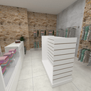 Ver imagem 3 de Gôndola Em MDF Expositor Canaletado Modelo HG 130x130x64 cm Comac