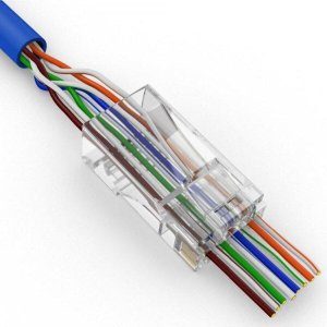 Conector para Cabo de Rede Ez-rj45 Vazado Cat5e Ez Crimp Pacote com 100un Exbom Cont-rj45c100