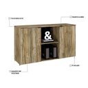 Ver imagem 5 de Armário Baixo com 02 Portas e Nicho 75x135x42cm Wlab135 Carvalho Preto