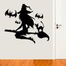 Adesivo de Parede Halloween Bruxa na Vassoura Voando-Grande 100x98cm - 1