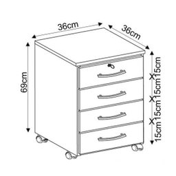 Gaveteiro 4 Gavetas com Chave Gávea Office Móveis Leão - 4 Gaveteiro 4 Gavetas com Chave Gávea Office Móveis Leão - 4