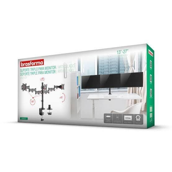 SUPORTE DE MESA PARA 3 MONITORES 13 A 27 BRASFORMA SBRM731 - 2