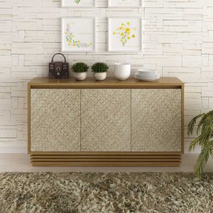 Balcão Buffet 1,60mt com Acabamento Palha Bb2611 Tecno Mobili Natural/palha