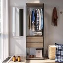 Ver imagem 1 de Guarda-Roupa Closet com 2 Gavetas e Cabideiro 60cm Multimóveis Crpro-CLO001 Preto/Madeirado
