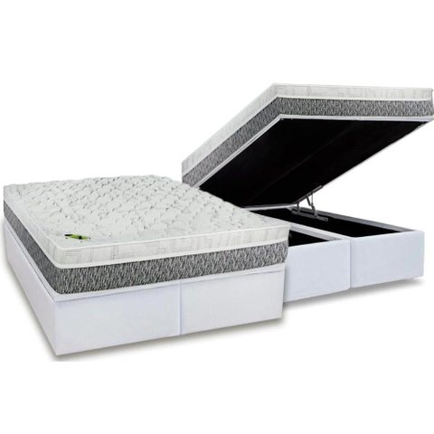 Cama Box Baú Queen: Colchão Molas Ensacadas Luckspuma MasterPocket Aspen One Side + Base CRC