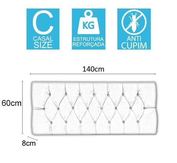 Cabeceira Box Shop Paris Casal 1,40m Painel Em Couro Sintético Bege - 2