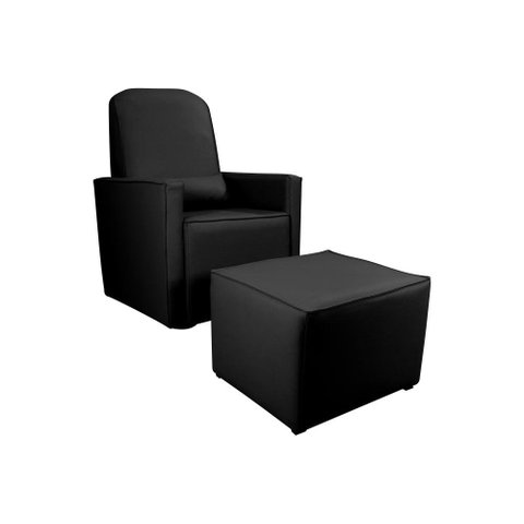 Poltrona Amamentação com Balanço + Puff Sintetico Preto Matrix Annecy