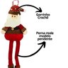 Jogo 4 Papai Noel Pelúcia Pendente Natal Perna Mole 30cm Gorrinho Crochê Xadrez Prime - 3