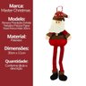Jogo 4 Papai Noel Pelúcia Pendente Natal Perna Mole 30cm Gorrinho Crochê Xadrez Prime - 7