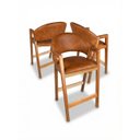 Ver imagem 2 de Kit 4 Banqueta Alta de Madeira Amêndoa Noah com Encosto Estofado Corino Caramelo - Arkell