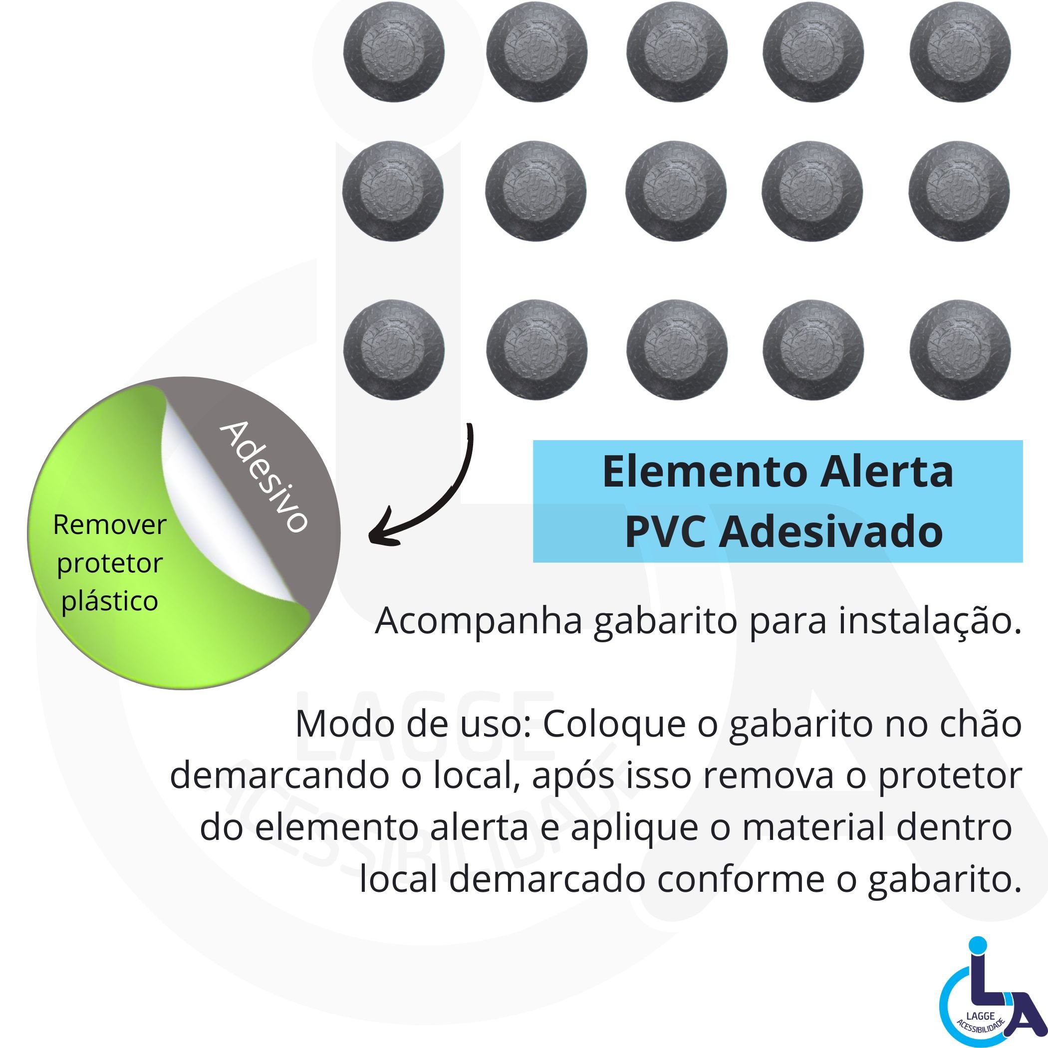 Elemento Tátil Alerta Pvc Adesivado Cinza - 4