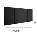 Ver imagem 2 de Cabeceira Suspensa Cama Box Solteiro Riscada Suede 90x55:preto