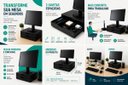 Ver imagem 5 de Suporte para Monitor Gaveteiro de Mesa 2 Gavetas Madeira Preto Black Piano