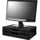 Ver imagem 1 de Suporte para Monitor Gaveteiro de Mesa 2 Gavetas Madeira Preto Black Piano