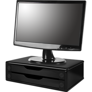 Suporte Monitor Gaveteiro Organizador Escritório 2 Gavetas Madeira Mdf Documentos A5, A4 e Oficio -
