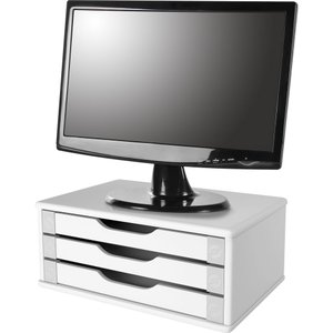 Suporte para Monitor com 3 Gavetas em Mdf Branco
