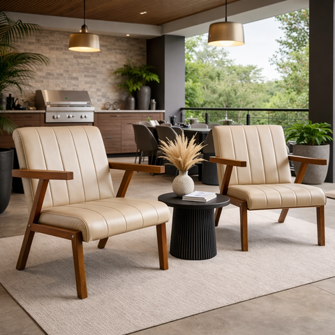 Kit 2 Poltronas Serena Pés Madeira Maciça para Sala de Estar ou Tv Tecido Courino Moderna Decorativa