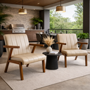 Ver imagem 1 de Kit 2 Poltronas Serena Pés Madeira Maciça para Sala de Estar ou Tv Tecido Courino Moderna Decorativa