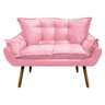 Poltrona Namoradeira Mariana Suede Rosa Bebê - 1