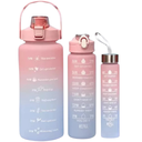 Ver imagem 1 de Kit C/ 3 Garrafas Squeeze 2l, 1l e 500ml - Todas As Ocasiões:rosa