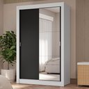 Ver imagem 1 de Guarda-roupa Solteiro 2 Portas de Correr com Espelho 4 Gavetas Branco/preto Vivare Plus Madesa