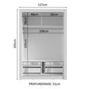 Ver imagem 7 de Guarda-roupa Solteiro 2 Portas de Correr com Espelho 4 Gavetas Branco/preto Vivare Plus Madesa