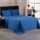 Ver imagem 4 de Kit Cobre Leito Colcha Speciale Casal Matelado Toque Acetinado 400 Fios 3 Peças Azul Royal - 100%