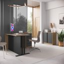 Ver imagem 2 de Conjunto para Escritório com 2 Peças Mesa L Armário Baixo Cm
