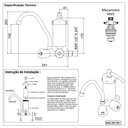 Ver imagem 2 de Torneira Cozinha Com Filtro Gourmet  Bica Móvel Metal e Abs Cromado Parede 1/4 v